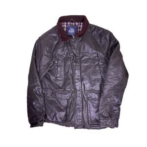 Men’s XL Black Leather Jacket Corduroy Collar Flannel Lined Biker